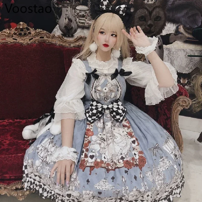 Un vestito lolita gotico giapponese per ragazze vintage funebre scure Lolita JSK vestito da donna Harajuku cool senza maniche punk abiti con bretelle