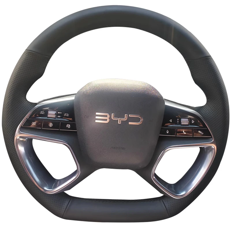 

For BYD Sealion 7 2024 2025 Song Plus Dm-i 25 Hand Sewn Needle Thread Car Steering Wheel Cover Car Accessories Genuine Leather