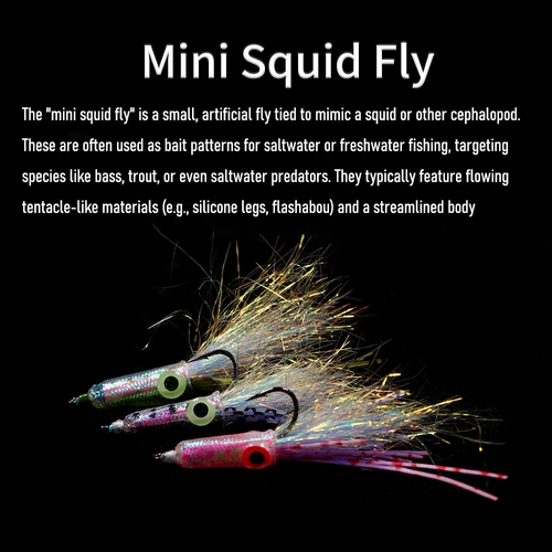 Imagen 2 del producto Ellllv 4 unids/caja # 4 Mini moscas de calamar, señuelo Artificial para mosca de agua salada, cebo para lubina, guisante, trucha marina, pesca de lona, oliva, rosa negra