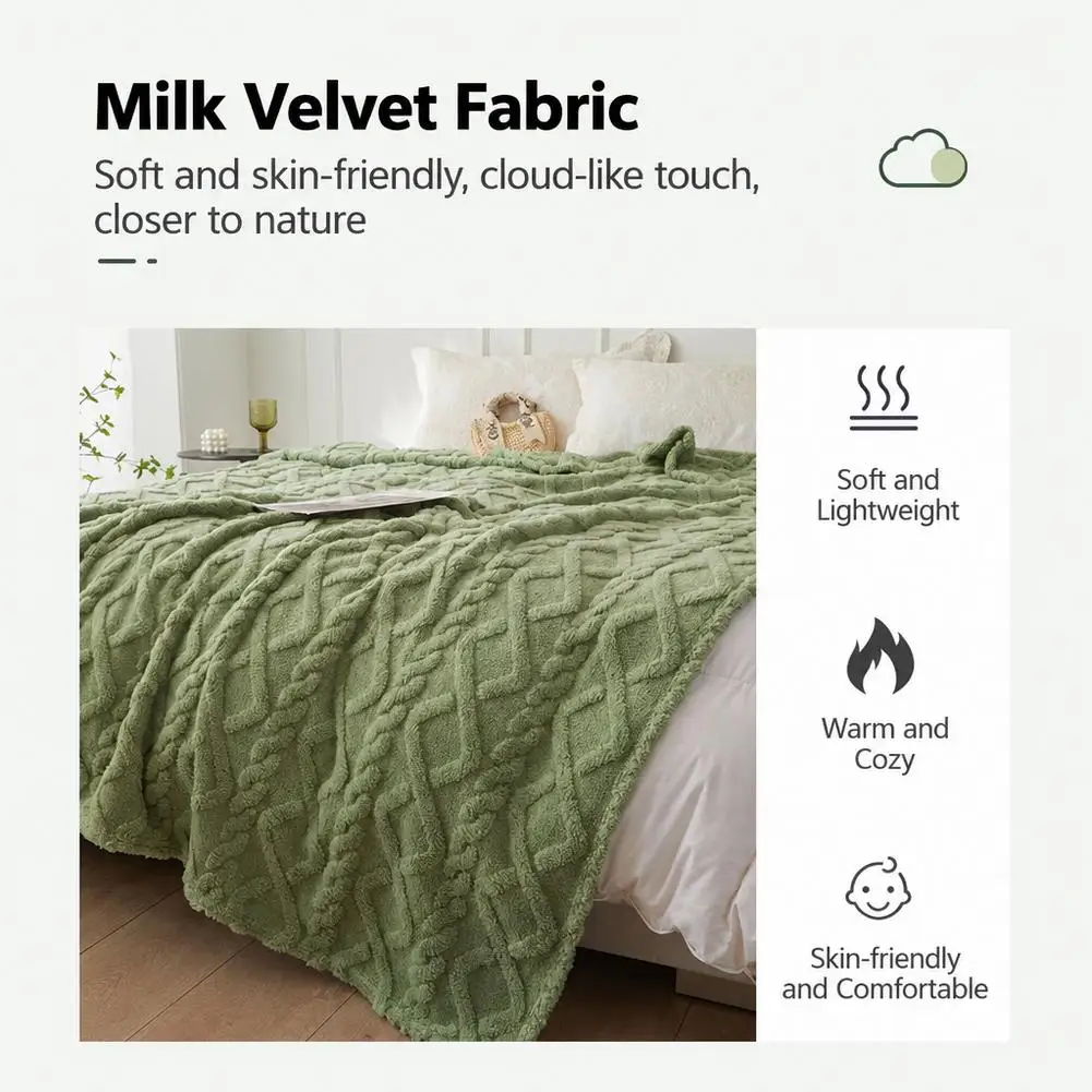 Milk Velvet Blanket 70x100cm Warm Soft Fluffy Fleece Throw Anti Static Non Shedding Rhombus Quilt Sofa Bed Couch Travel Cover