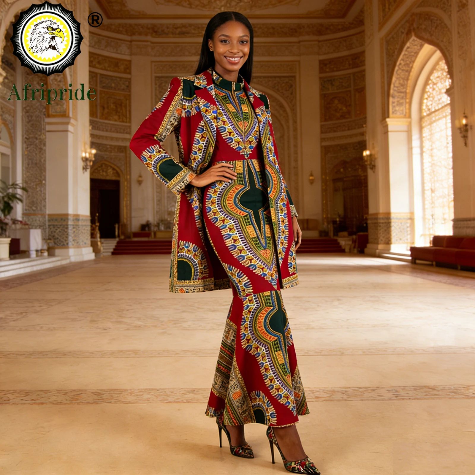 

African Clothes for Women Single Breasted Jacket and Zip Maxi Dress 2 Piece Set Print Outfits Ankara Attire for Lady 2526054
