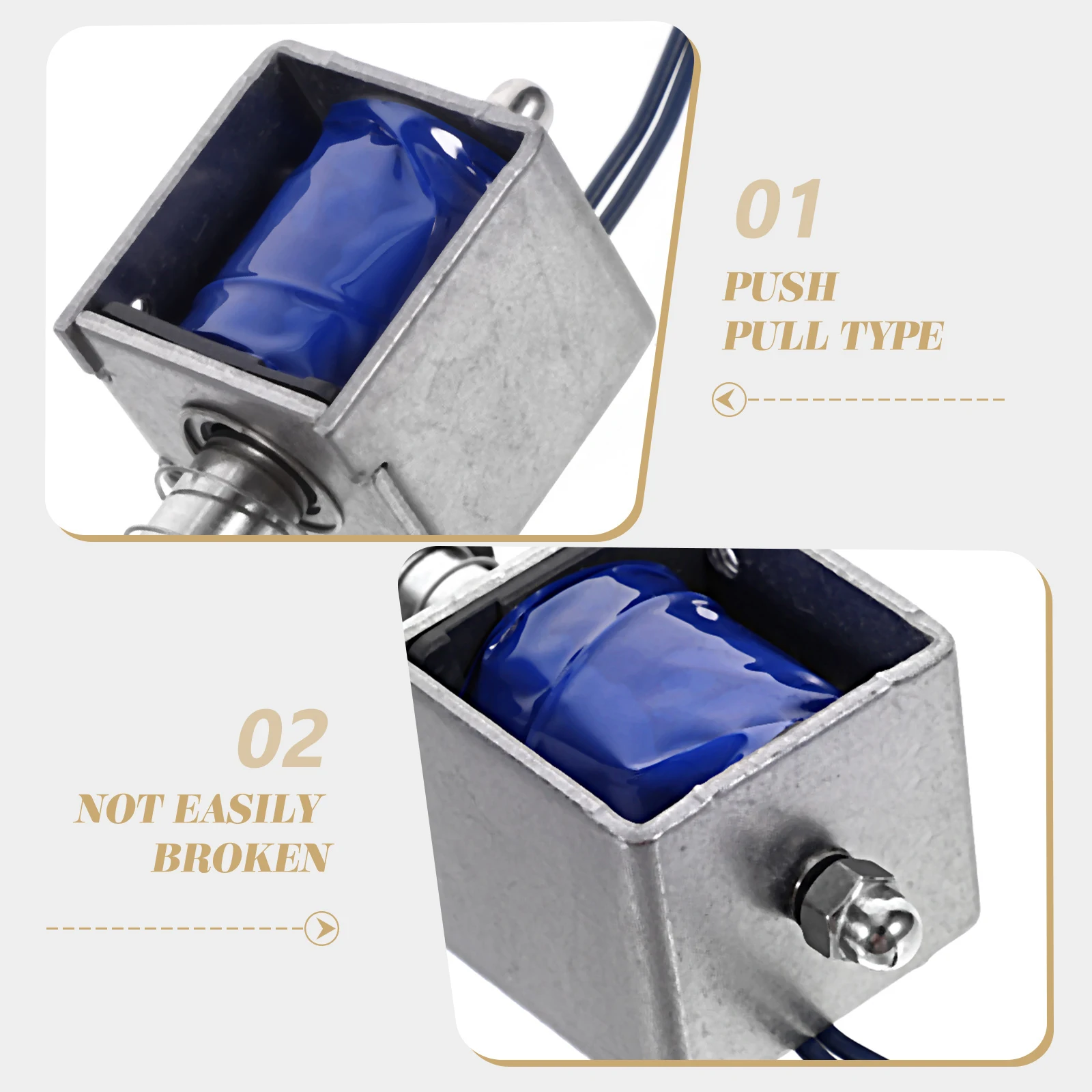 

High Thrust Electromagnet 12V DC Linear Solenoid Push Pull Type Copper Frame Long Life 500000 Cycles Open Plunger for Vending
