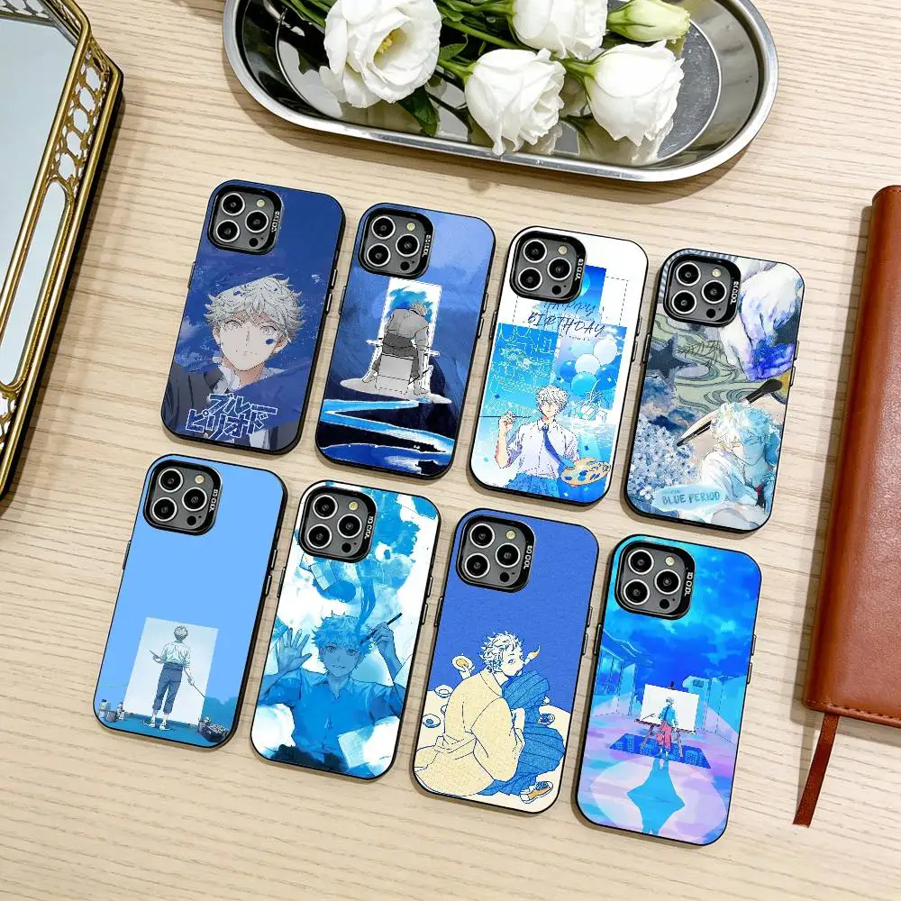 Funda para Teléfono Y-Yatora Y-Yaguchi Blue Period para iPhone 17, 16, 15, 14, 13, 12, 11 Plus, Pro Max, Negra, Plateada, Estilo Caramelo