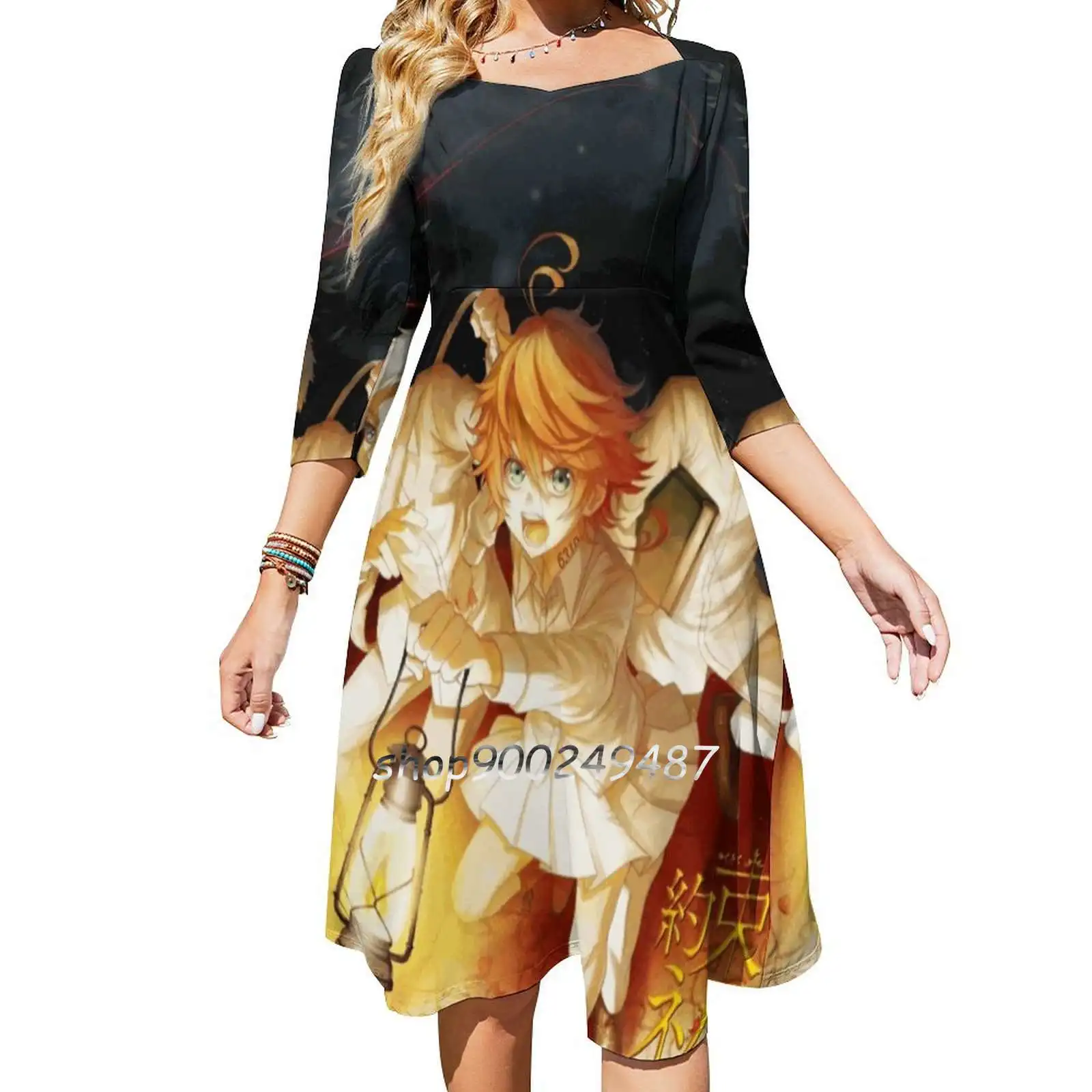 The Promised Neverland [ Yakusoku No Nebārando ] Women Casual High Waist Mini Dress Short and Long Sleeve Dresses Fashion Dress