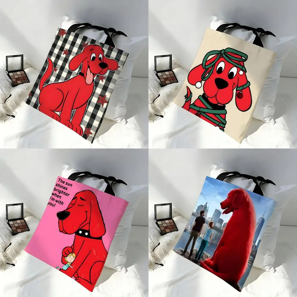 Storage Bags Tote Bag Travel Summer Beach Shoulder Bag Reusable Grocery Shopping Bag Comic Cartoon C-Clifford the Big Red Dog 2 - view 3