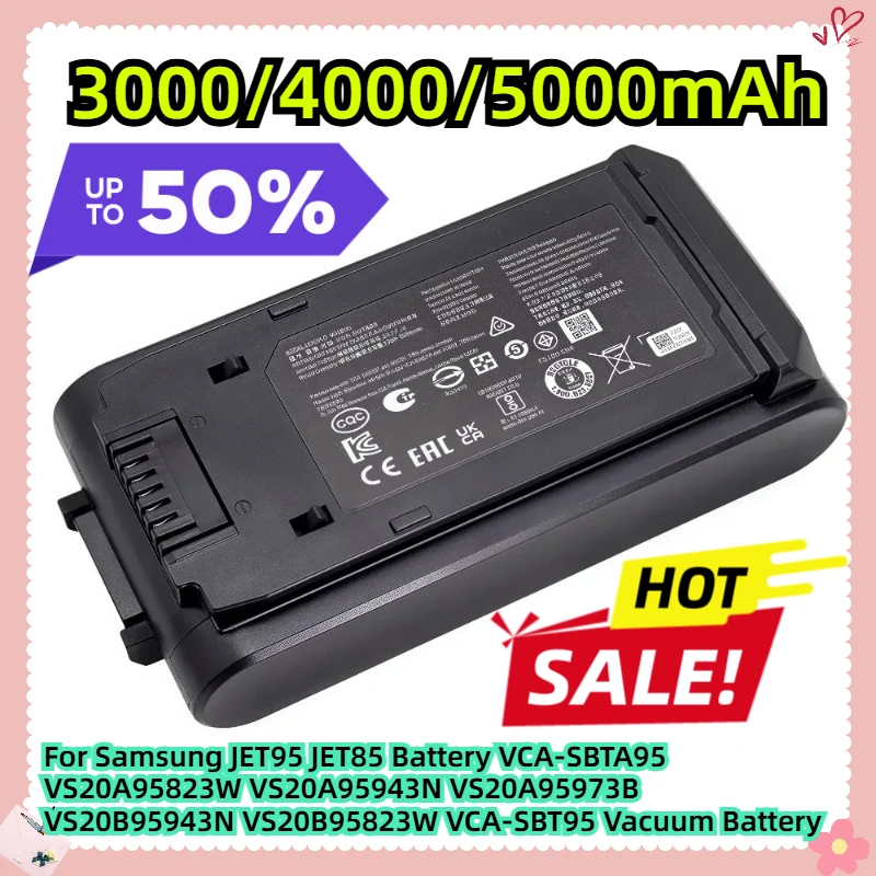 

For Samsung JET95 JET85 Battery VCA-SBTA95 VS20A95823W VS20A95943N VS20A95973B VS20B95943N VS20B95823W VCA-SBT95 Vacuum Battery