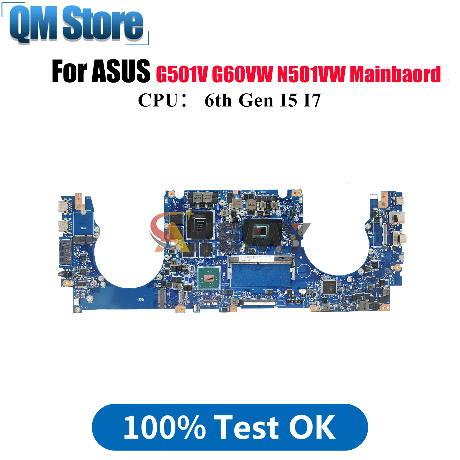 

N501VW Laptop Motherboard For ASUS ROG N501V G501V N501VW Notebook Mainboard With I5 I7 CPU 100% tests OK fast shipping stk