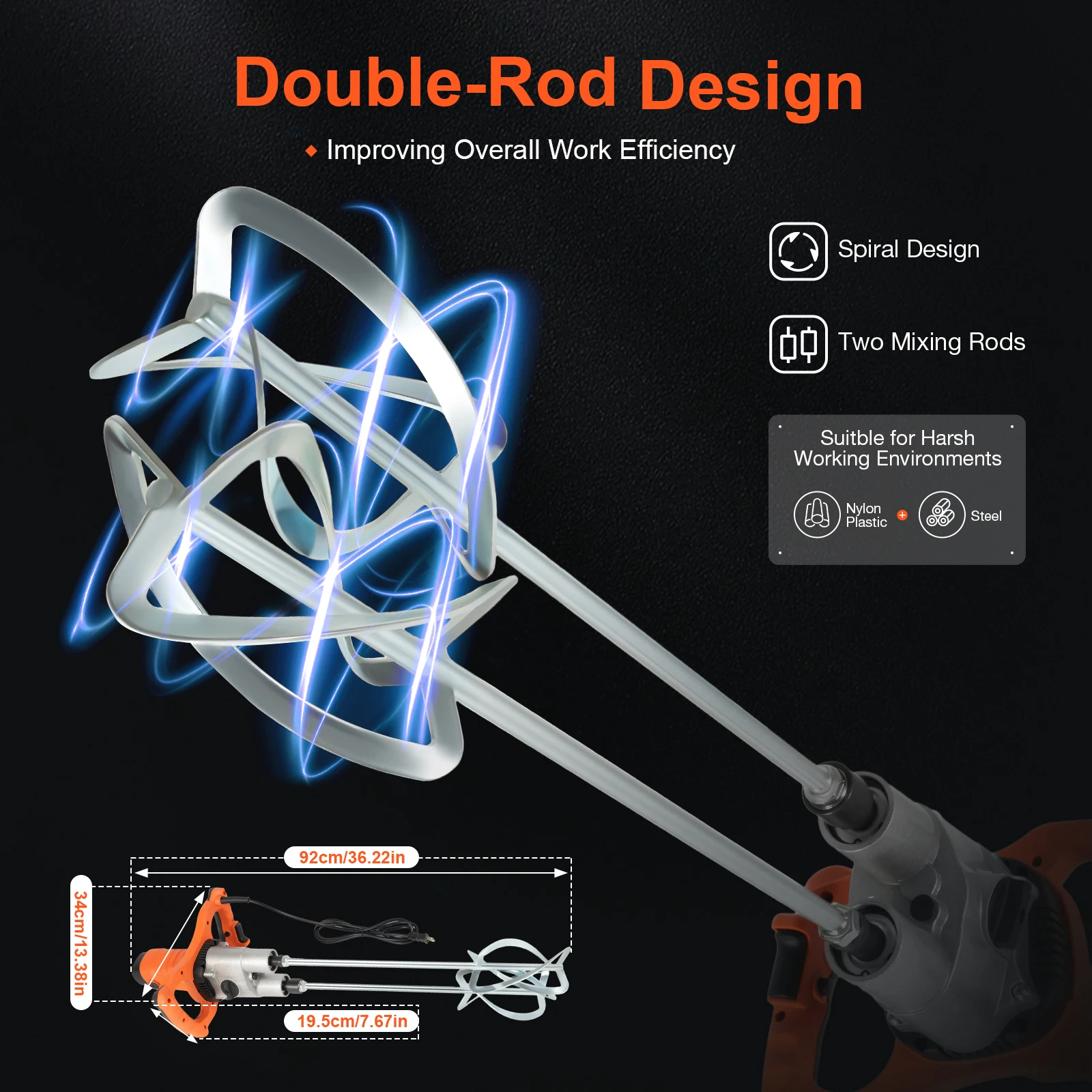 Elektrischer Betonmischer mit zwei Stangen