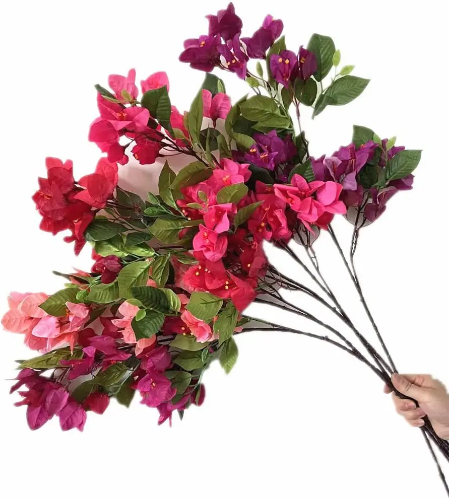 One Silk Bougainvillea Glabra Stems Artificial Plastic Bougainvillea Speetabilis Flower Tree Branches for Wedding Centerpieces