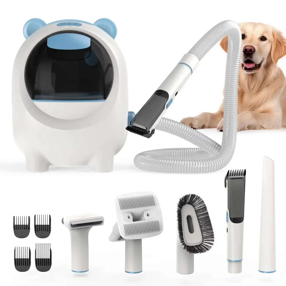 

Pet Grooming Vacuum, Low Noise Dog Kit & Suction 99% Hair, 1.3L Large Electric Clippers with Tools for Dogs Cats