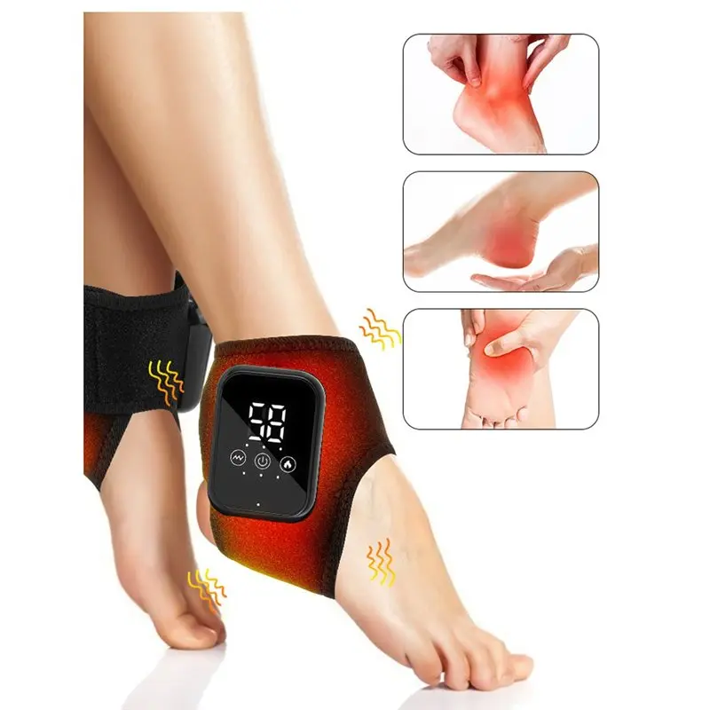 B64B - Orteza na nadgarstek z funkcją grzania, 2 sztuki, pas do masażu kostki, elektryczny kompres ciepły, ochraniacz na stopę i kostkę