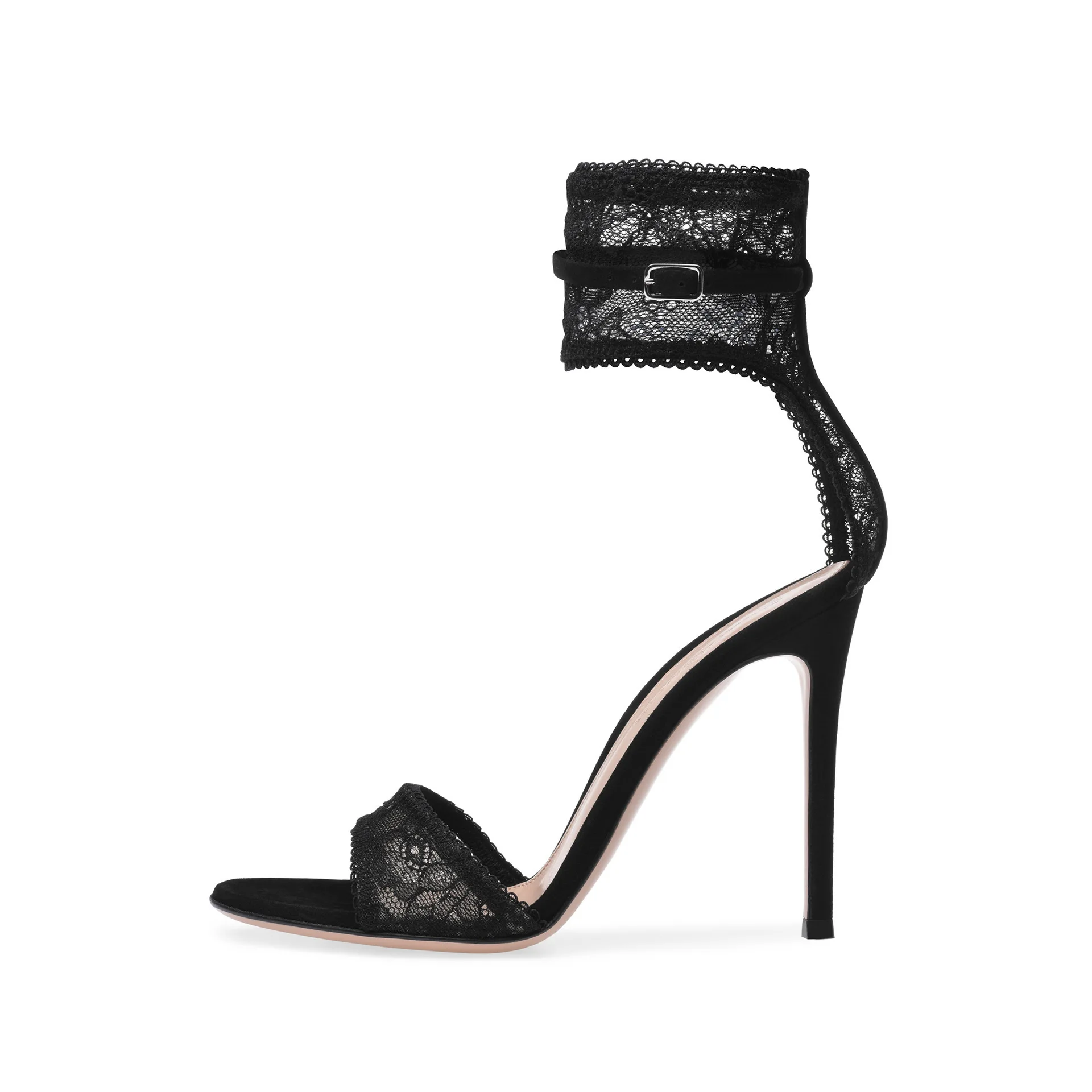 

Sexy Black Lace Woman Sandals Fashion Peep Toe Thin Heel Summer Shoes Lady New High Heel Banquet Shoes Dropship