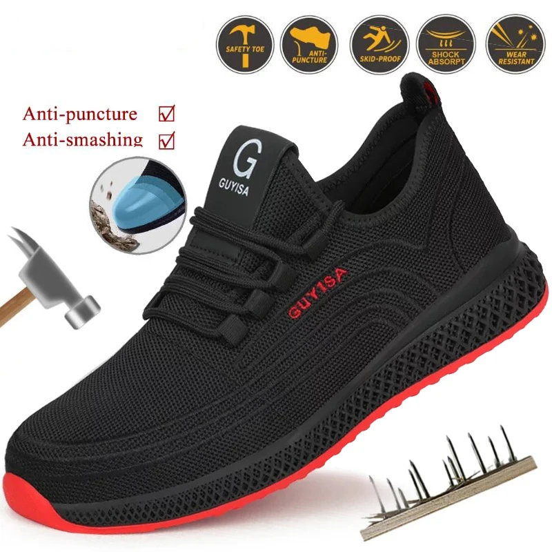 Baskets de protection respirantes et décontractées pour hommes et femmes, chaussures de travail Parker en acier, chaussures de sécurité