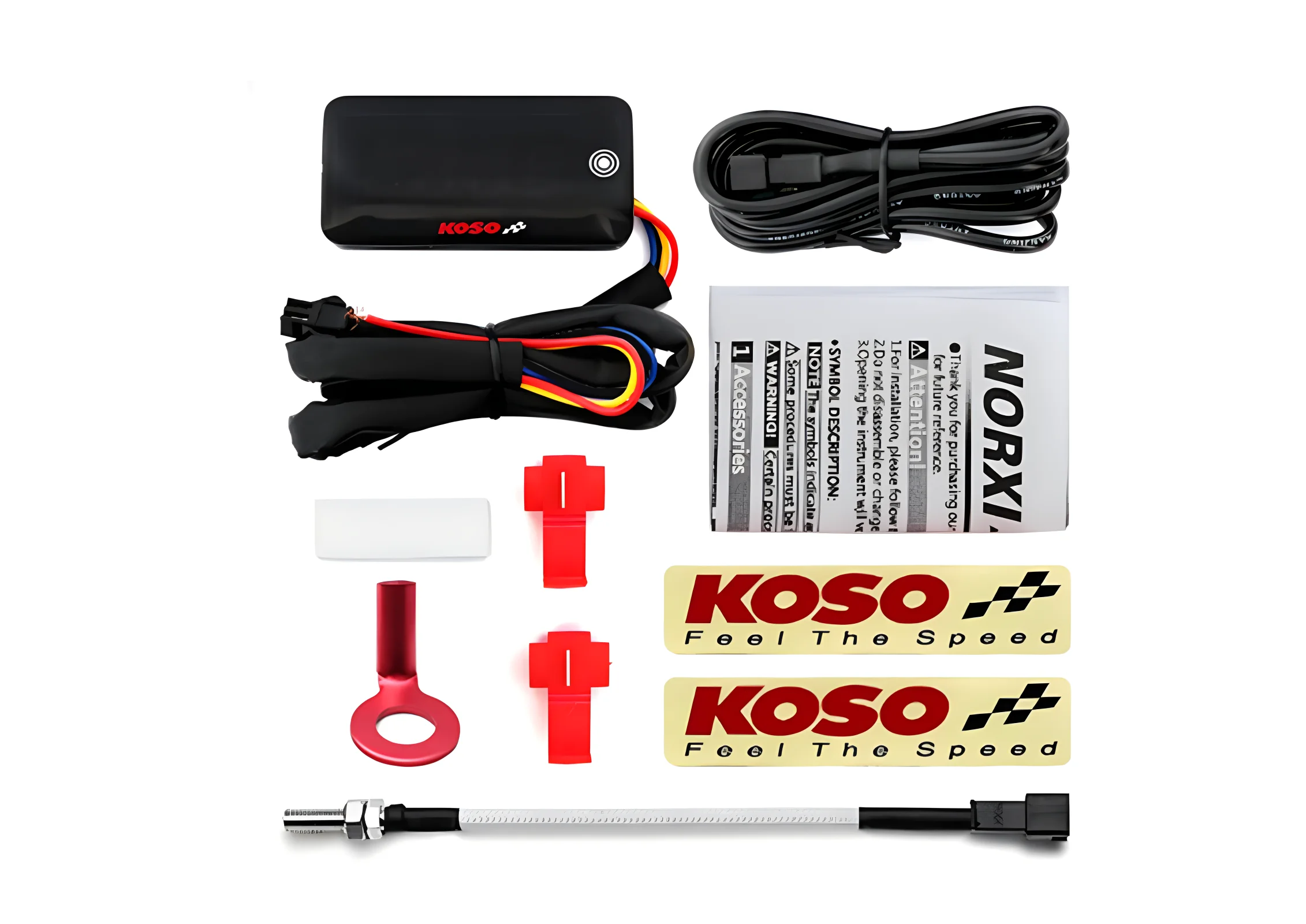 KOSO cylinder head temperature gauge Motorcycle Universal cylinder Temp voltage time mini 3 in 1 Gauges LCD Digital Screen