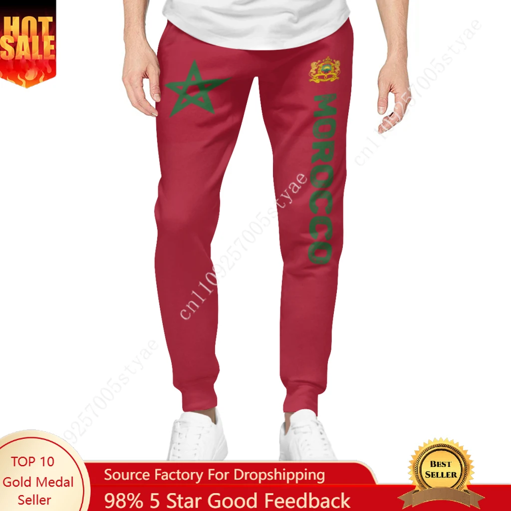

Брюки с флагом Марокко, мужские спортивные штаны с карманами, спортивные брюки для бега, повседневные длинные брюки, свободные брюки с завязкой
