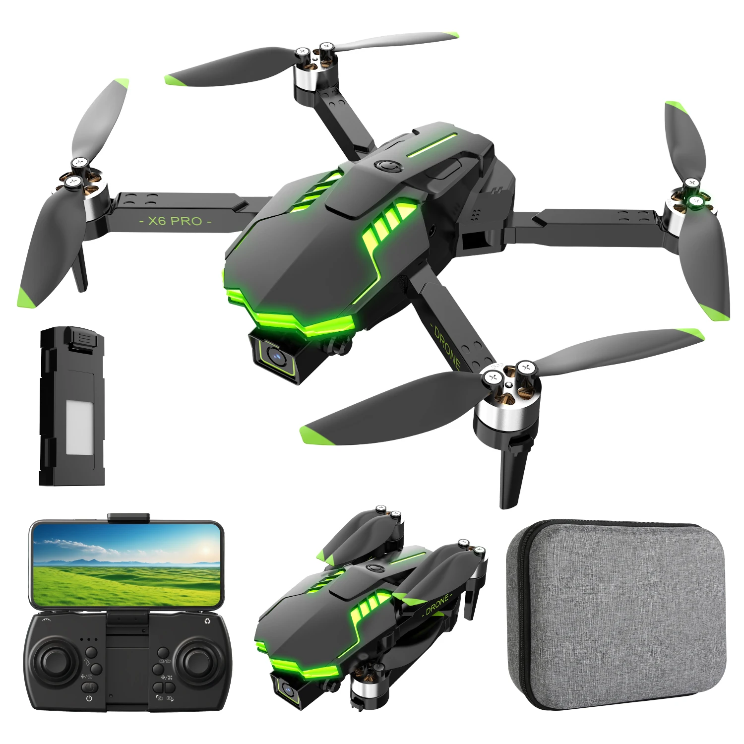 

X6 Mini Drone 4K Professional HD Camera 2.4G WIFI FPV Dron Brushless Optical Flow Hover Folding Quadcopter