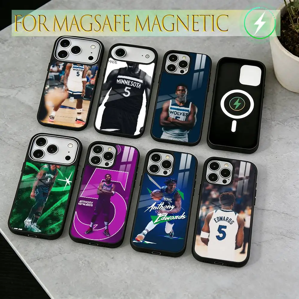 

Anthony Edwards Phone Case For iPhone17,16,15,14,13,12,11 Plus,Pro Magnetic with Magsafe Wireless Charging