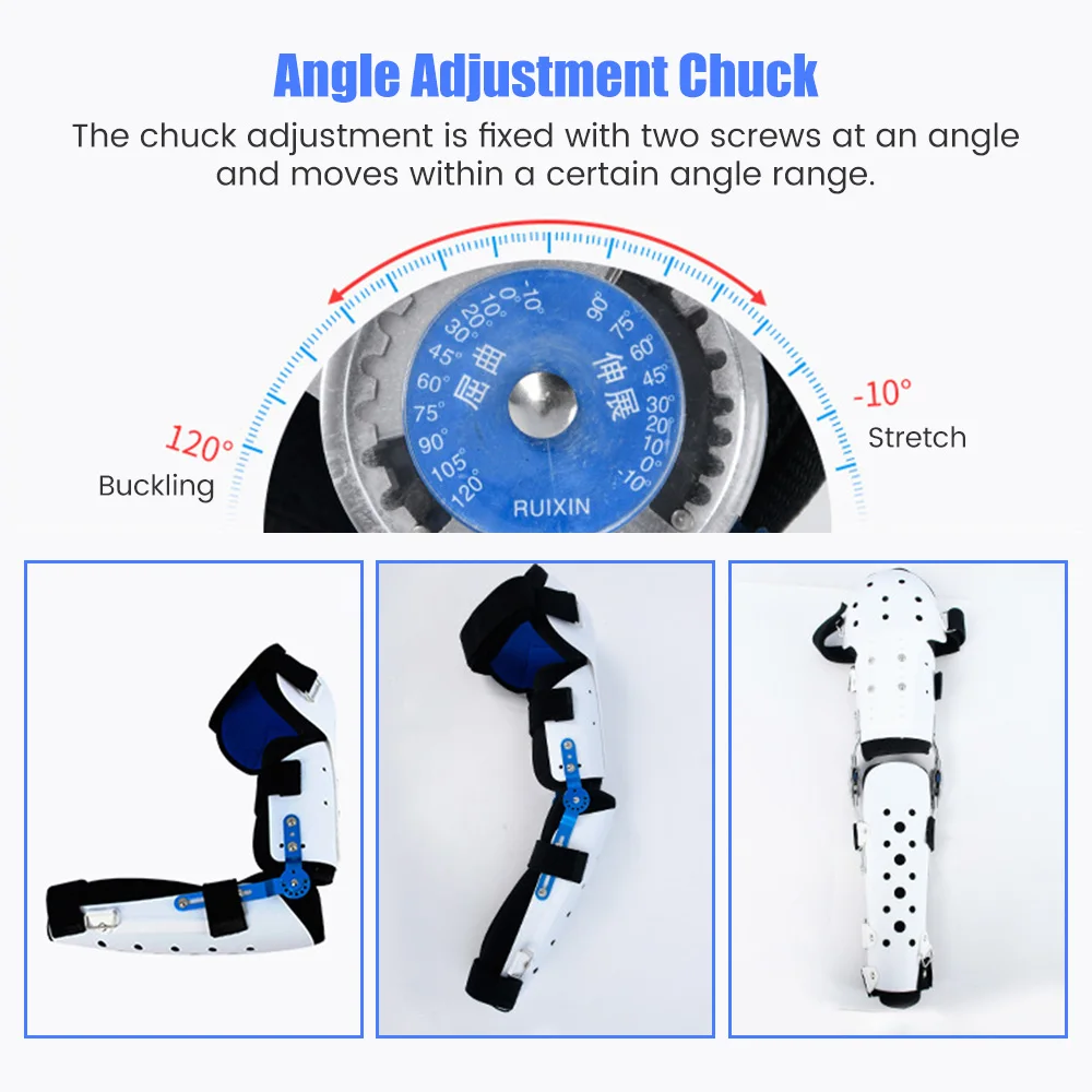 Adjustable Hinged Elbow Brace, Arm Rehabilitation Post Op Elbow Brace with Strap for Support Post Op Injury Recovery Left Right