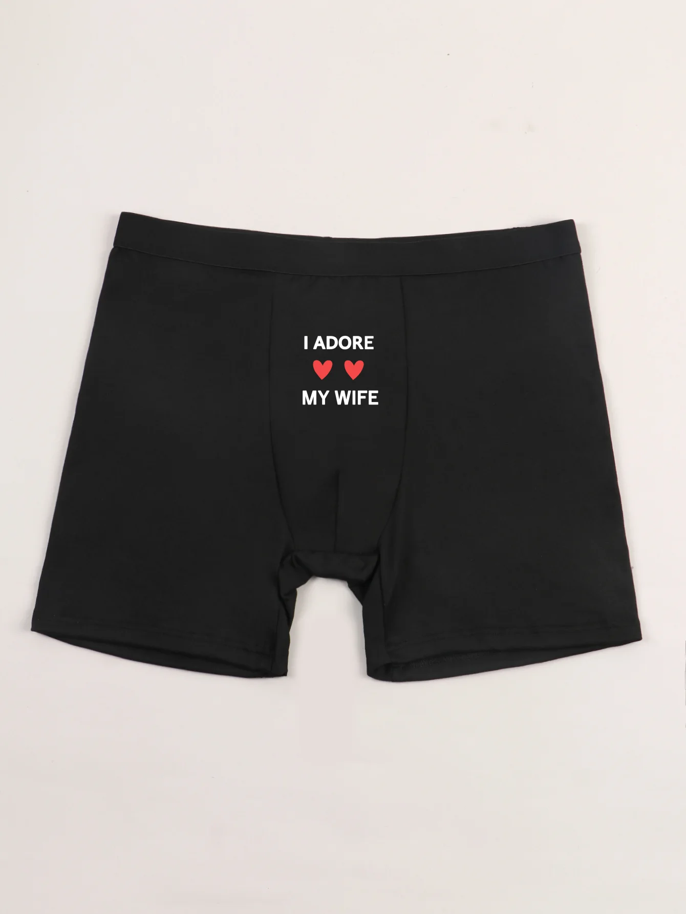 Men's Letter/Heart Printed Breathable Briefs Underwear Soft Thin Black Boxer Briefs Long Underpants