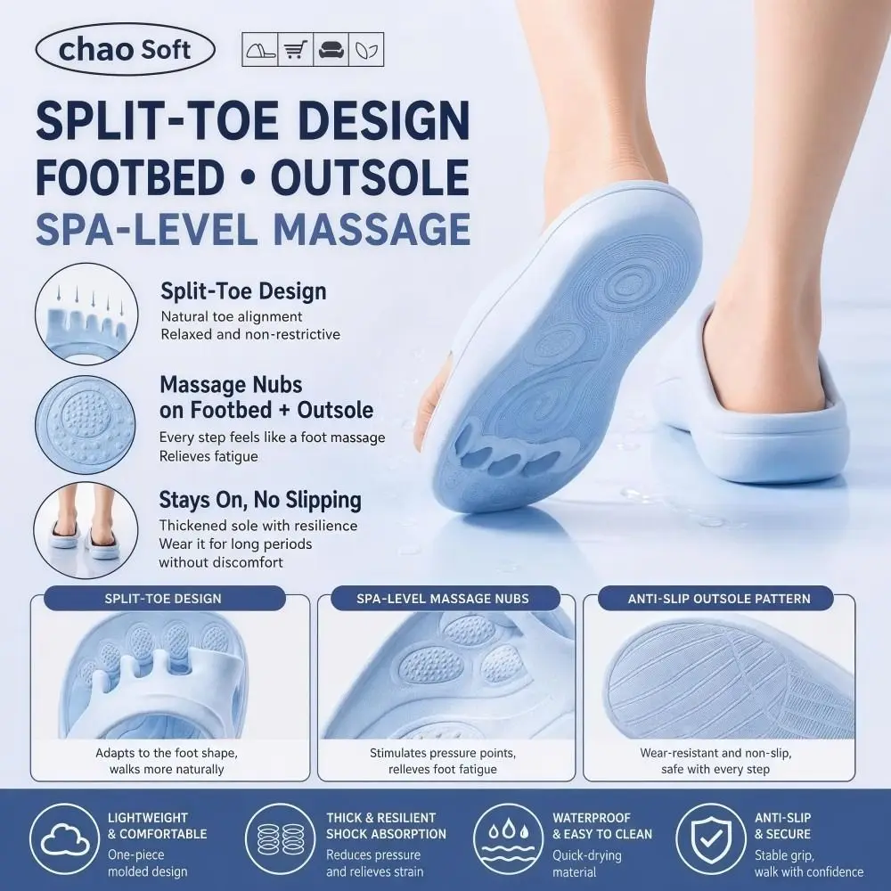 EVA Five Toe Slide Sandals Non-slip Soft Soled Arch Support Slippers Lightweight Bunion Relief Split Toe House Slides Woman