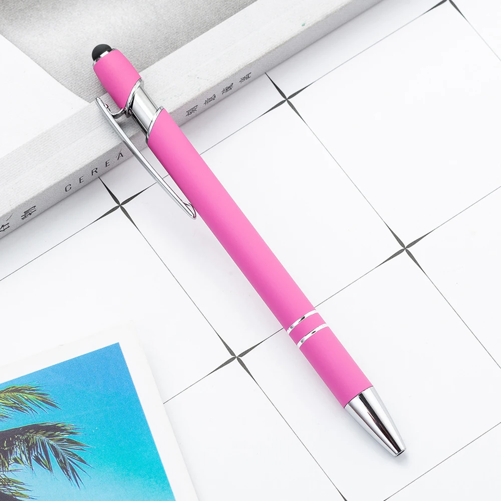 100 stks/partij Metalen Business Balpen 2 In 1 Met Universele Touch Screen Stylus Pen School Kantoorbenodigdheden Gratis Aangepaste Logo