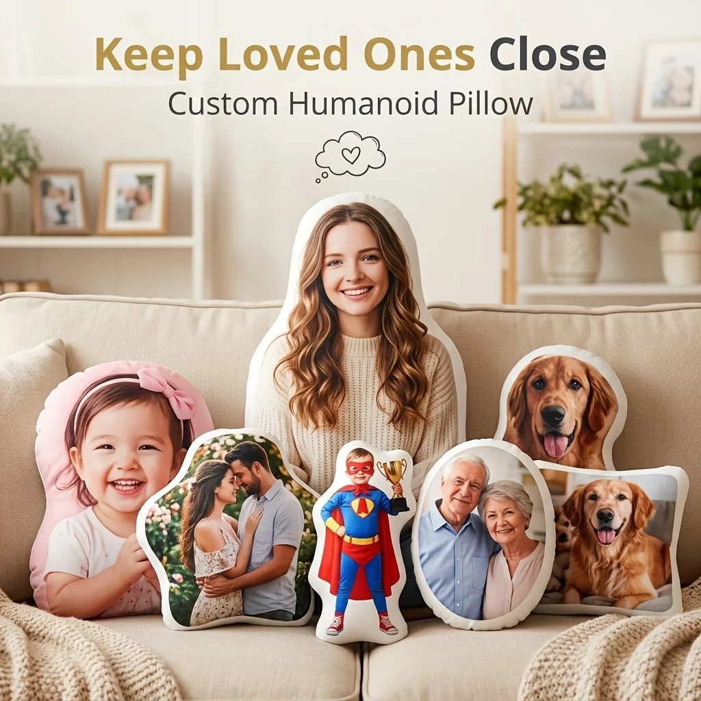 Customize a Pillow to Hug Your Beloved One! Personalized Doll Photo DIY Cushion, Couple Doll Birthday Gift, Creative Girlfriend Birthday Gift Suitable for Her, Him, It, Boyfriend, Girlfriend, Dad, Mom, Family, Friends, Anniversary, Mother's Day, Birthday, Valentine's Day, Graduation Ceremony, Father's Day, Wedding, Housewife, Sofa, Bed, Car, Tea Room, Bedroom