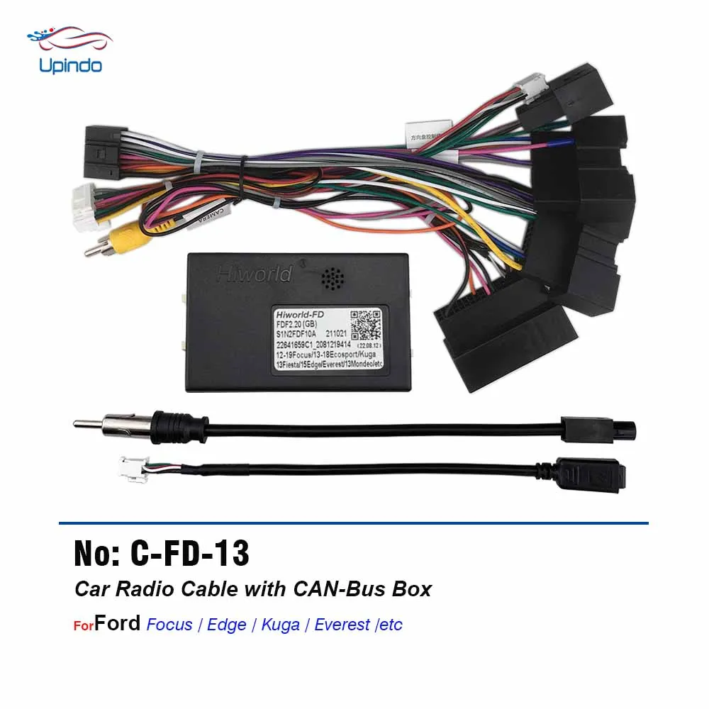 

Car Radio Cable Android Head unit Power Wiring Harness Socket Connector with CANBus for Ford Ranger Focus Edge Kuga Everest