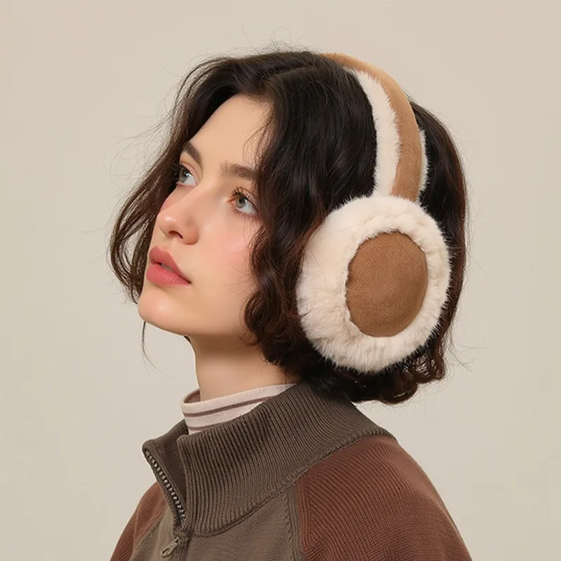 Autumn and Winter Suede Plush Earmuffs Women's Velvet Thickened Warm Earmuffs Riding Cold Ear Protection Winter Accessories