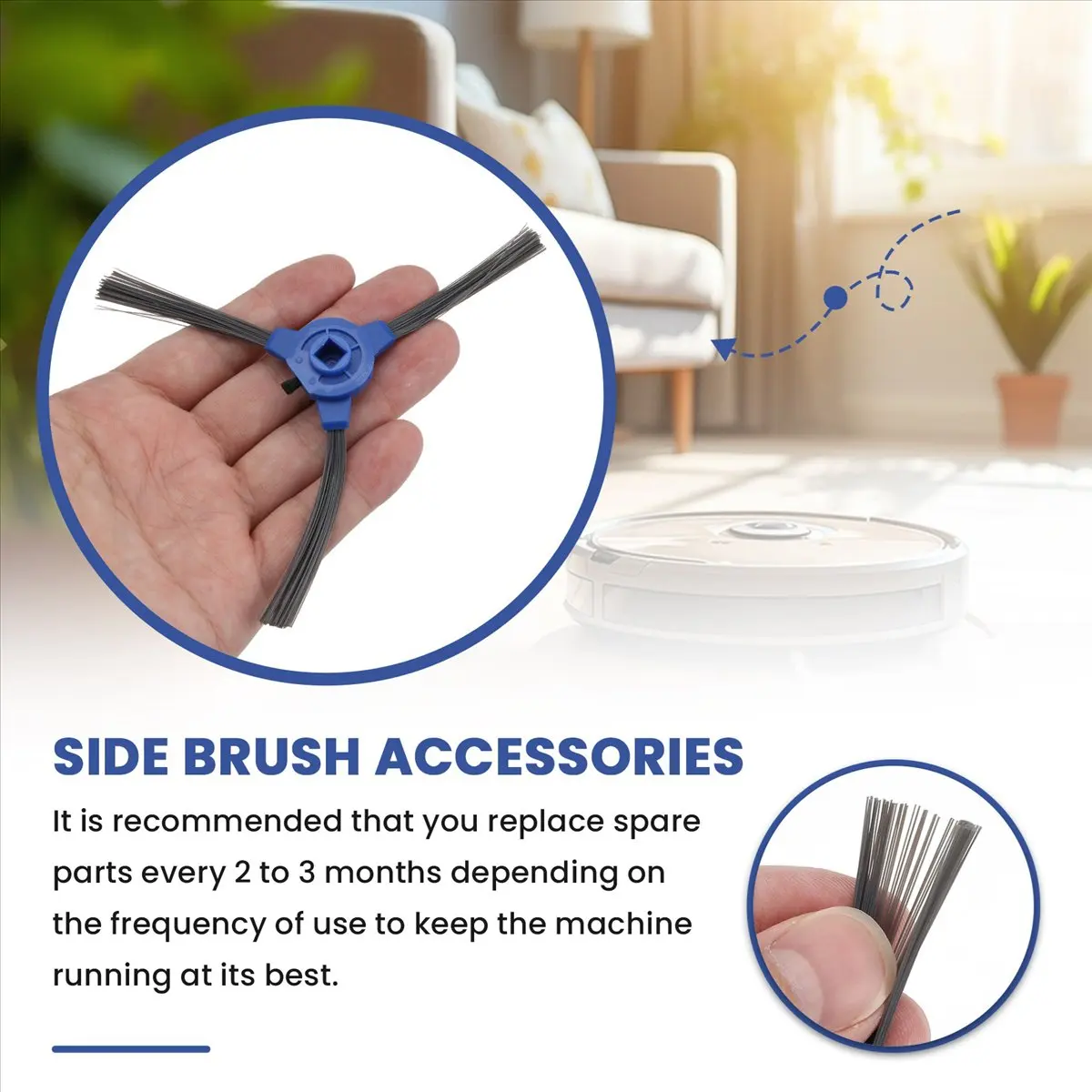 

Replacement for 1099 Connected / 1990 Connected Robot Vacuum Spare Parts Side Brush-FS