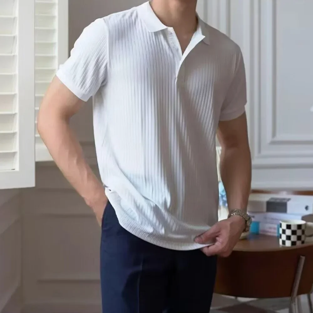 Männer Sommer Kurzarm Polo Dünne Casual Sportswear Hundert Stretch Tasten Koreanische Mode T-shirt männer Tops – Detail 19