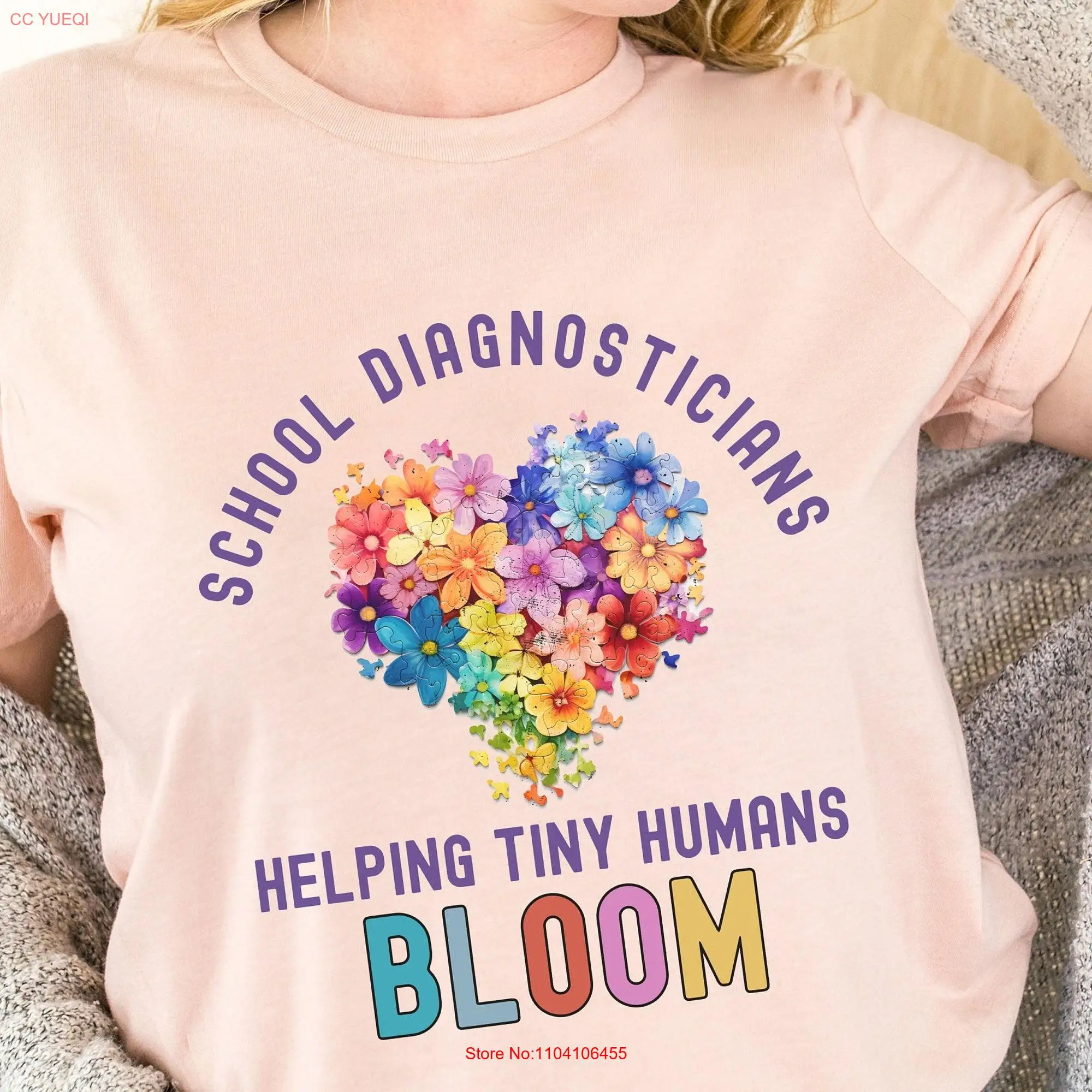 School Diagnostician Floral Heart T Shirt Diagnostician's Appreciation Week Graduation Educational long or short sleeves