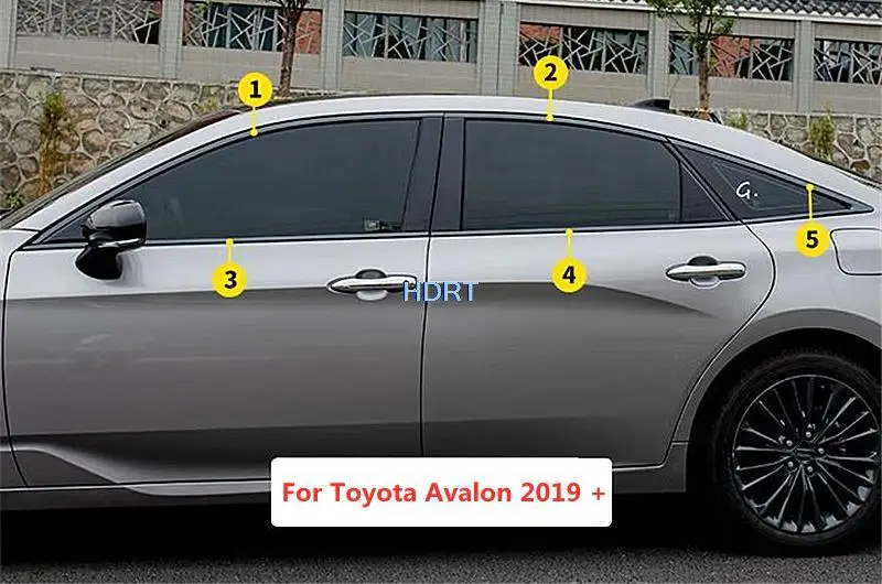 For Toyota Avalon XX50 2019 + Car Styling Cover Door Trim Strip Black Window Moulding Molding Sticker Plate Frame Accessories