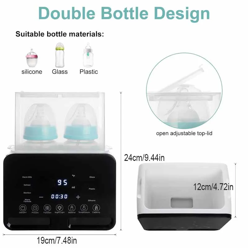 Baby Bottle Warmer Sterilizer Multifunction Fast Milk Bottle Warmers with Timer Accurate Temperature Control Newborn Accessories