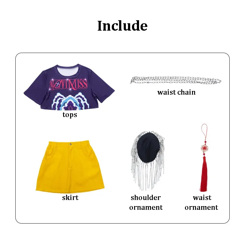 مجموعة إكسسوارات تنورة علوية من KPop Mira، شعر مستعار ميرا للنساء، بدلة لعب الأدوار لحفلات الهالوين #4