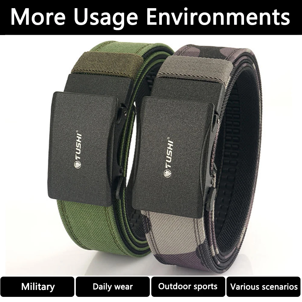 TUSHI Belt Hard Tactical Belt for Men Metal Automatic Buckle IPSC Gun Belt 1100D Nylon Military Belt Outdoor Sports Girdle Male