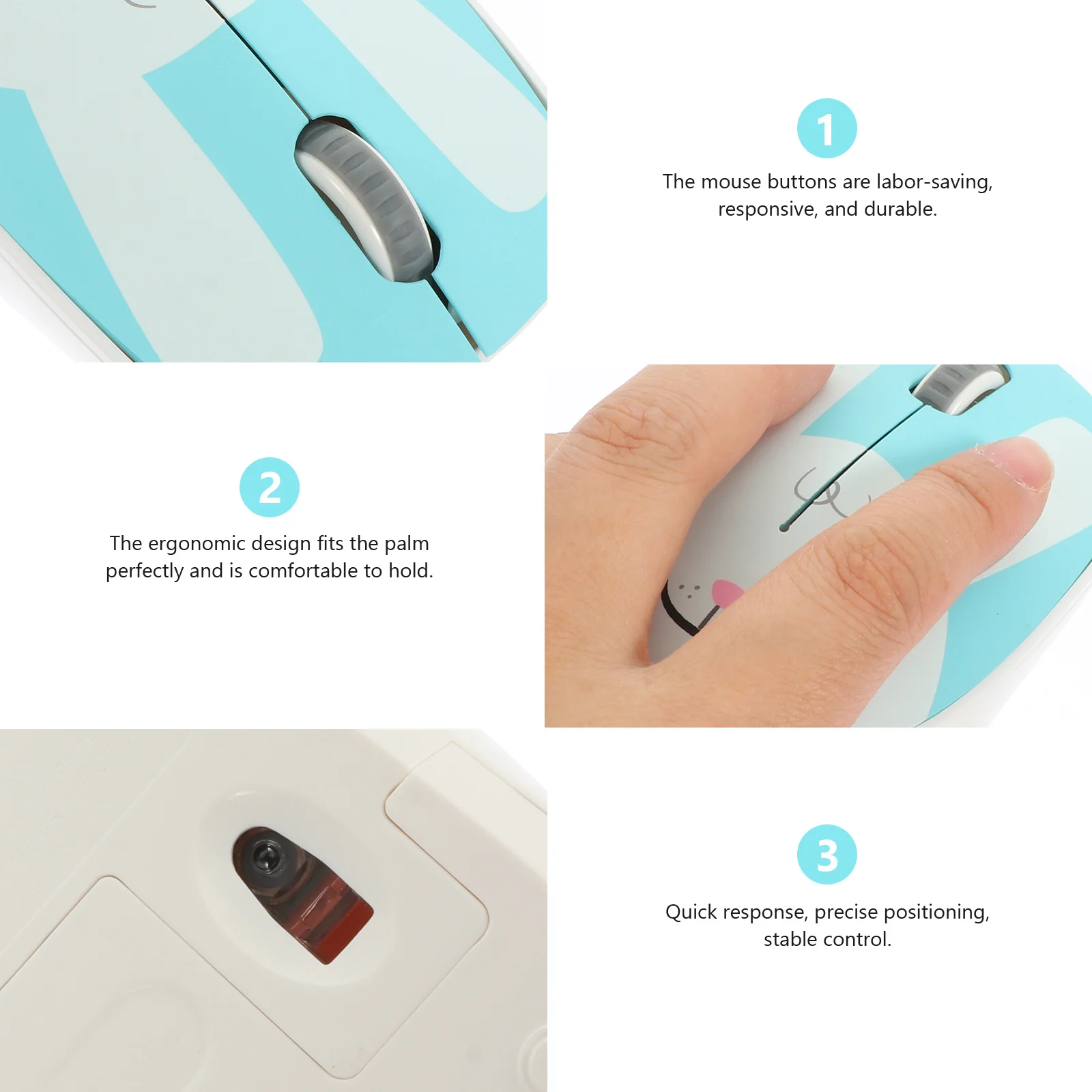 

Wireless Mouse 2.4Ghz Optical Silent Cartoon Animal Design Portable Lightweight Ergonomic For Laptop Notebook Home Office Use