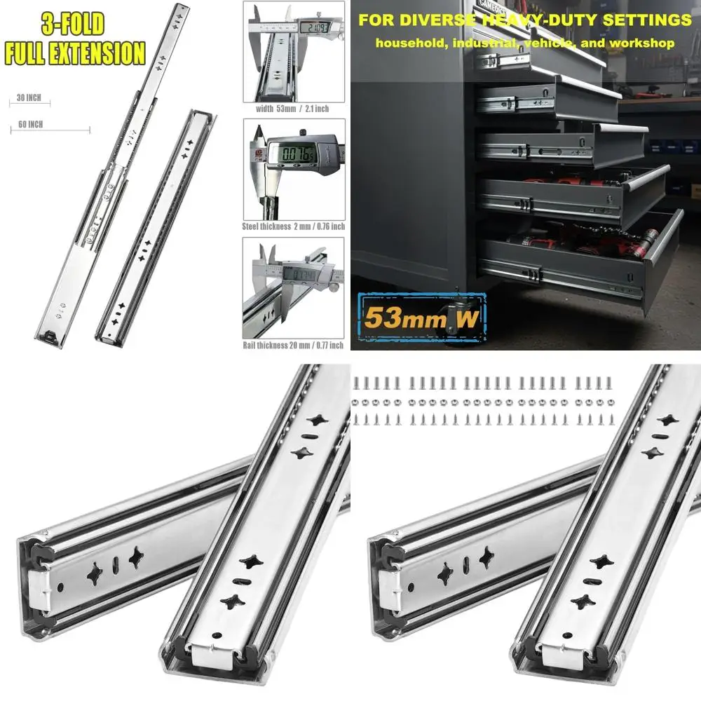 

Промышленные направляющие для шкафов, 30 направляющих, грузоподъемность 300 фунтов, боковое крепление, на шарикоподшипниках, полный выдвижной ход, с фиксацией, комплект из 2 шт.