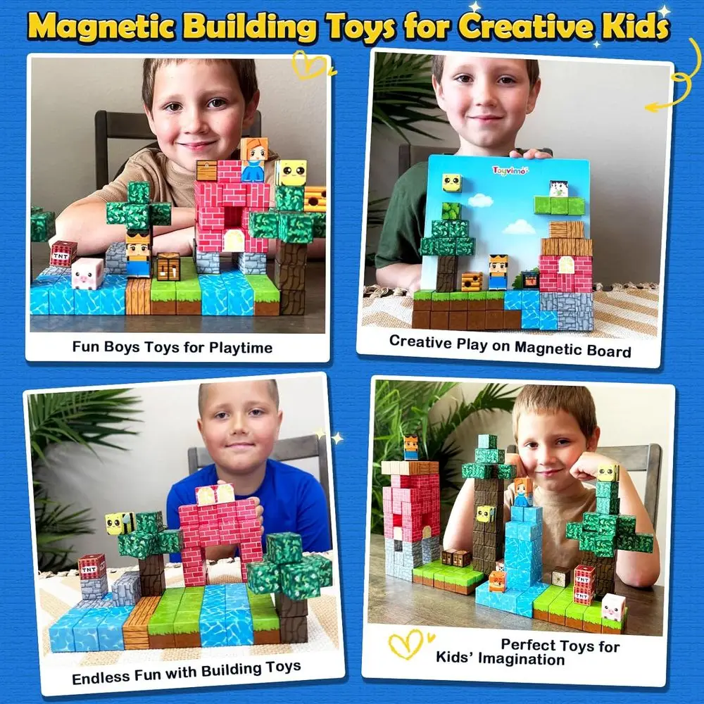 Zestaw magnetycznych klocków kompatybilny z STEM, 100 elementów, idealny dla dzieci w wieku 3-12 lat, zachęca do kreatywnego zabawy dla dzieci.