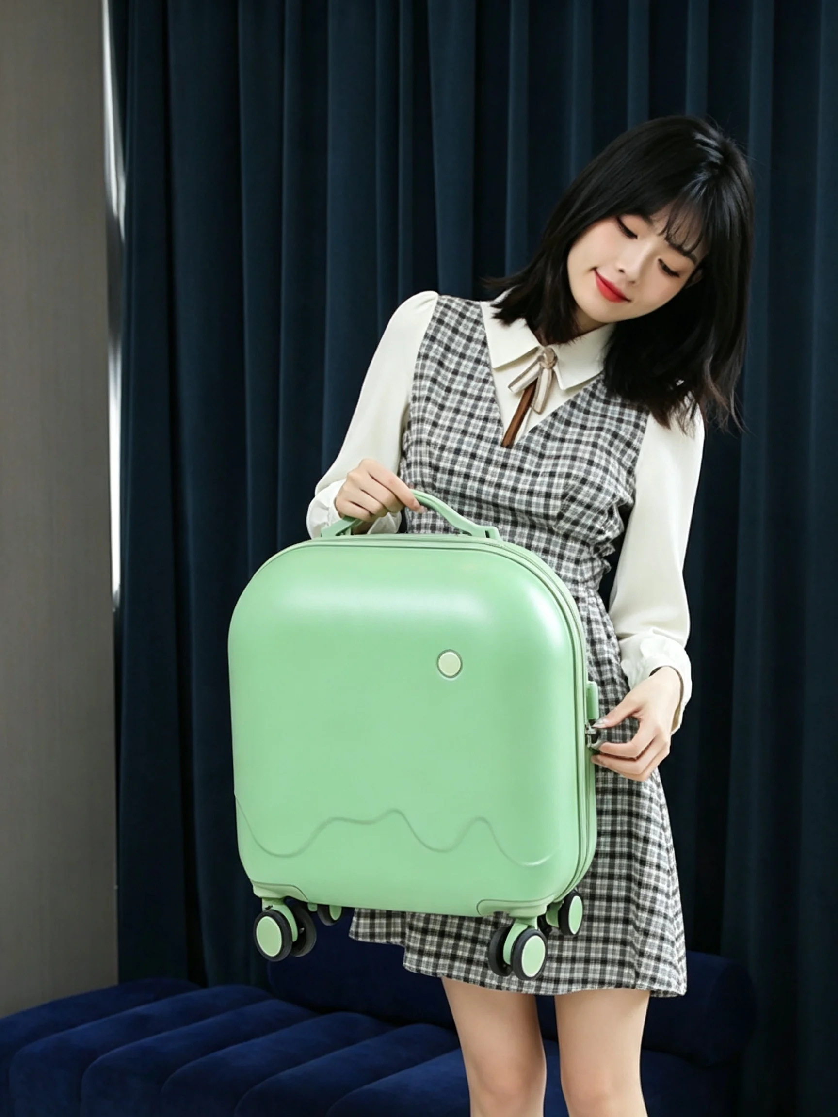 new-lightweight-style-student-carry-on-suitcase-18-inch-travel-bag-with-smooth-gliding-wheels-female-special-ice-cream