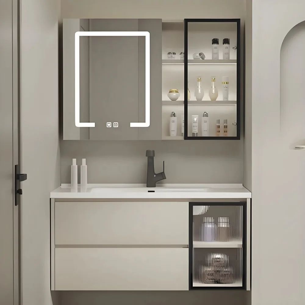 Custom Stainless Steel Bathroom Vanity High-Quality Rust-Proof Wall-Mounted Cabinet with Medicine Storage for Modern Bathroom