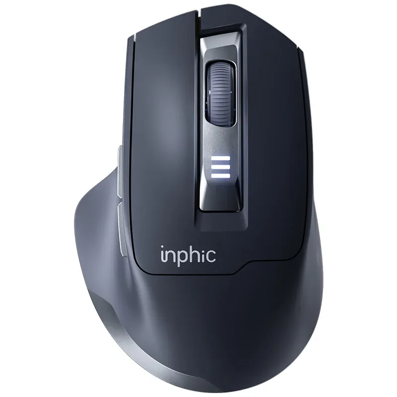 Mouse Gamer Ergonômico Sem Fio INPHIC M9 Recarregável Silencioso com Indicador de Nível de Bateria para Computador de Mesa e Laptop