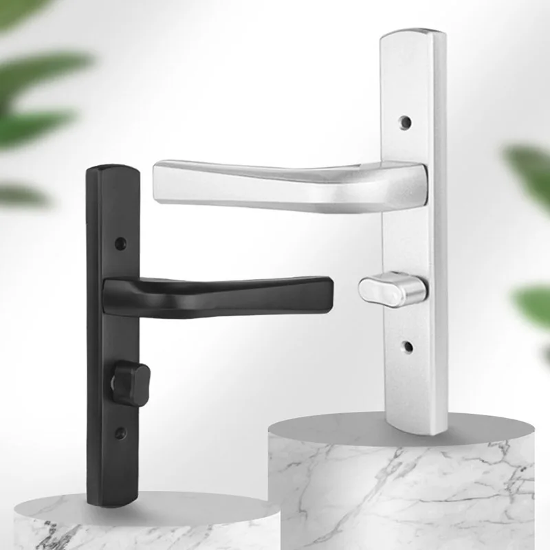 Extremely Narrow Frame Balcony Door Lock Aluminum Alloy Bathroom Kitchen Door Handle Indoor Bathroom Single Tongue Handle
