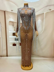 Luxury Fringe High End Evening Party dresses  drag costume sexy festival show costumes evening dress  Birthday Special Ocassion