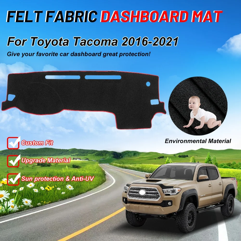 

Чехол из войлочной ткани для приборной панели Toyota Tacoma 2016-2021, коврик для приборной панели, солнцезащитный козырек, Противоскользящий коврик, Инструкция, ковры, аксессуары