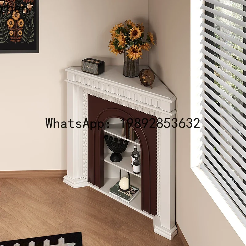 

HT Solid Wood Irregular Corner Fireplace Cabinet Decorative Cabinet Living Room Corner Side Cabinet Entryway