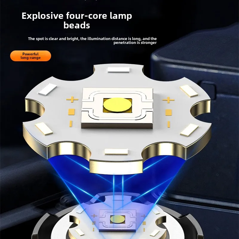 Rechargeable white laser strong light flashlight with digital display, ultra bright outdoor lighting, long-range shooting, house