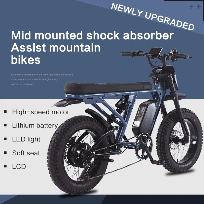 RX AKEZ Retros tyle Electric bike 1500W motor 48V18Ah battery e bike 50km/h 20 inch tire off road ringing Electric Bicycle image 8