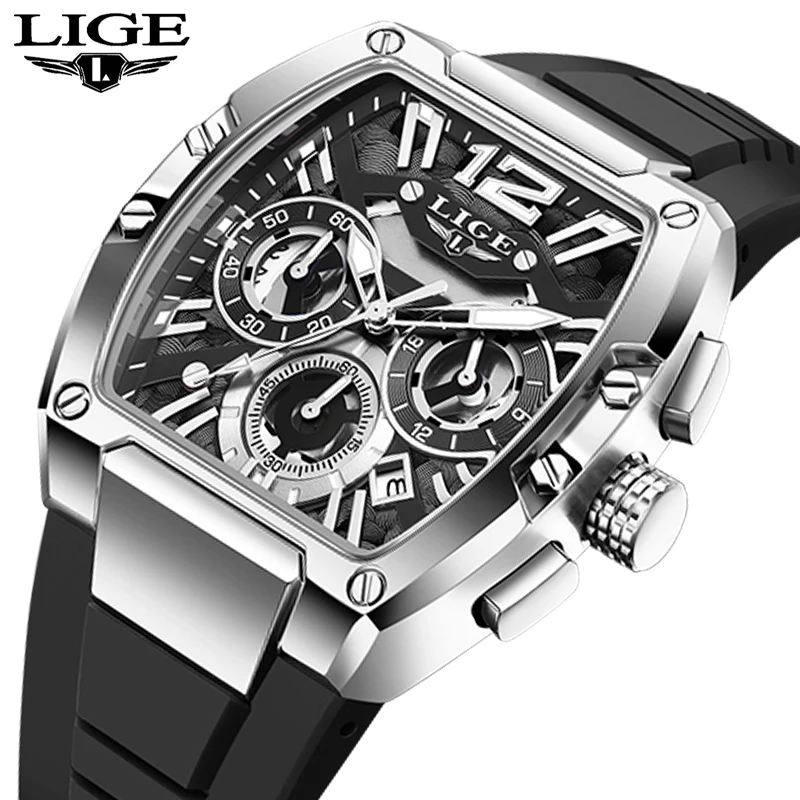 

LIGE 2025 Men's watches Fashion Waterproof Luminous Silicone Calendar luxury Clock Business watches for men relogios masculino
