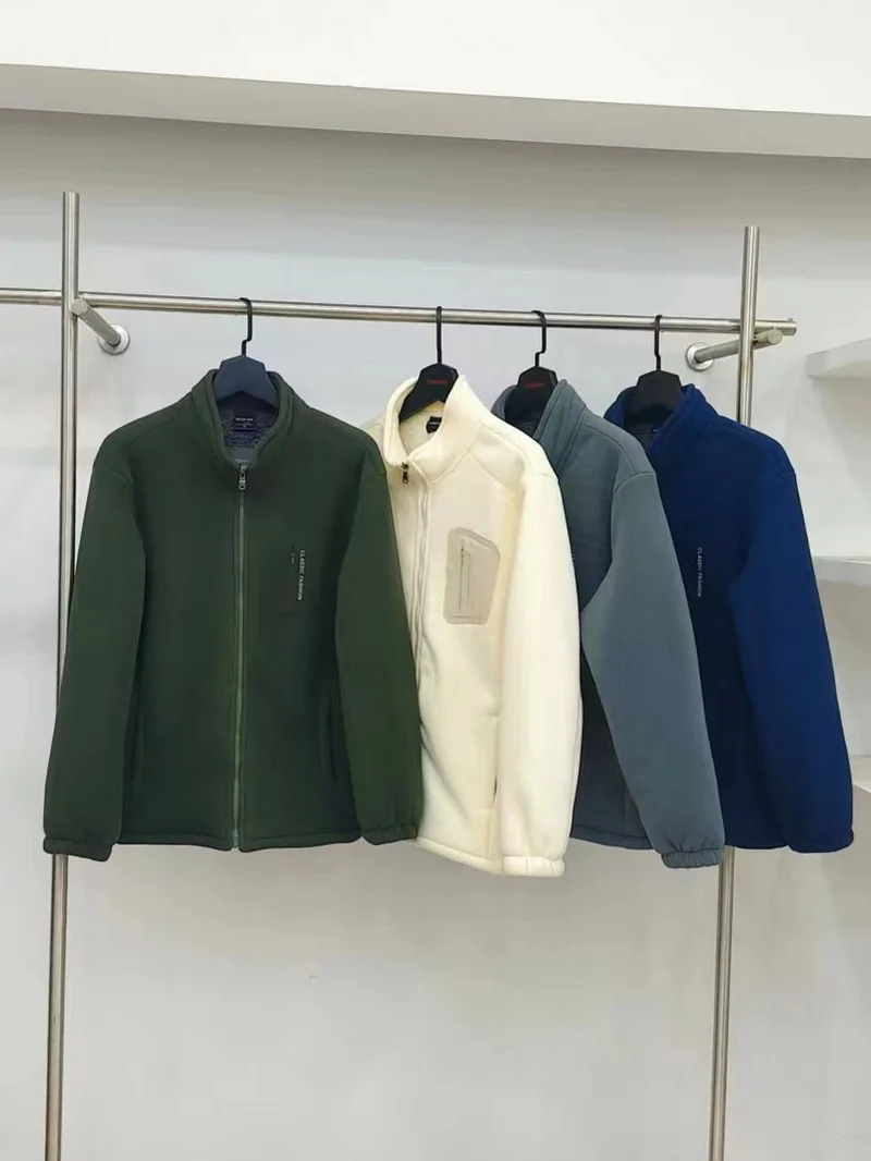 

Heavyweight Fce Lamb Velvet Lined Stand Collar Jaet Outerwear for Men And Women Autumn Winter Warm Sli Ci Faion