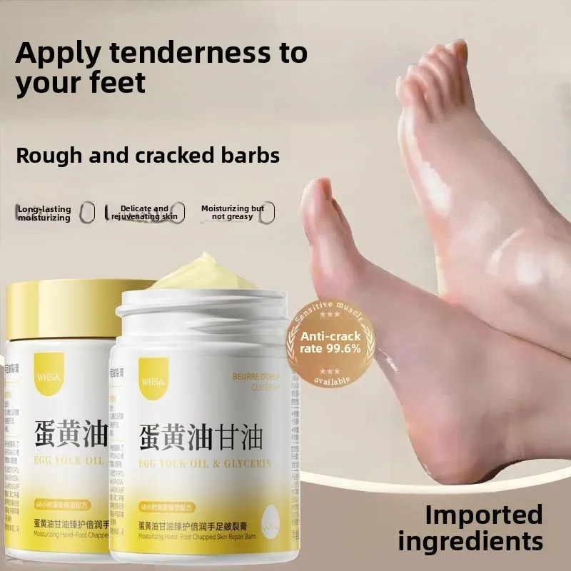 Nourishing Egg Yolk Hand and Foot Cream for Cracked Heels, Moisturizing and Exfoliating Cream for Dry Hands and Feet Care